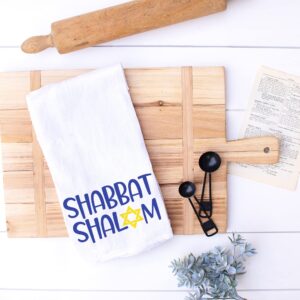 Shabbat Shalom Jewish Kitchen and Bathroom Towel, Jewish Holiday and Shabbat Gifts, Housewarming and Hostess Kitchen Towel with Jewish Star (Shabbat Shalom)