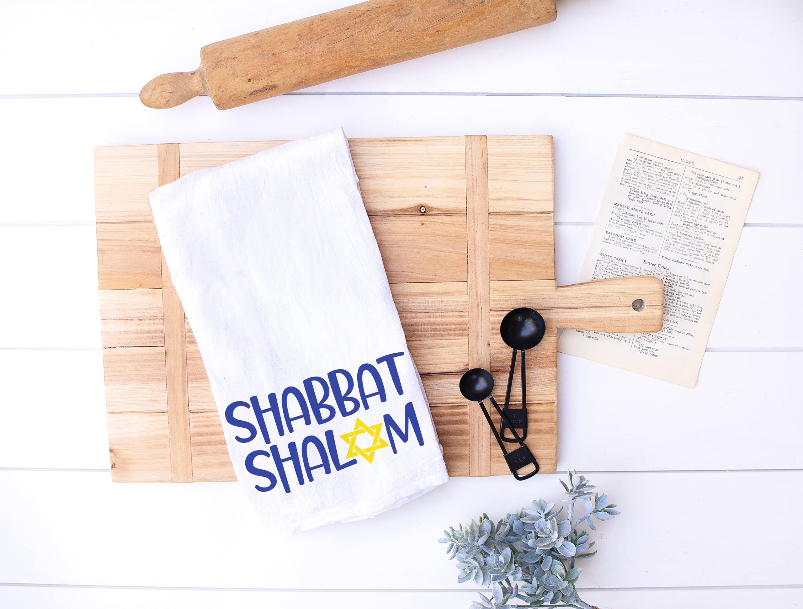 Shabbat Shalom Jewish Kitchen and Bathroom Towel, Jewish Holiday and Shabbat Gifts, Housewarming and Hostess Kitchen Towel with Jewish Star (Shabbat Shalom)