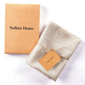 Solino Home Linen Kitchen Towels 17 x 26 Inch – Natural, 100% Pure Linen Tea Towels Set of 2 – Handcrafted from European Flax and Machine Washable