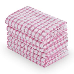 uxcell cotton terry small kitchen dish cloth, absorbent and quick drying cleaning dish rags, 15 x 10.5 inches, pack of 6, pink