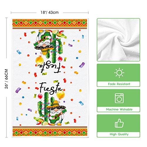 Artoid Mode Fiesta Cactus Gnome Hobby Horse Pepper Morocco Kitchen Towels Dish Towels, 18x26 Inch Seasonal Cinco de Mayo Decoration Hand Towels Set of 4