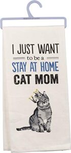 primitives by kathy 33139 screen-printed dish towel, 18 x 26-inches, just want to be a cat mom