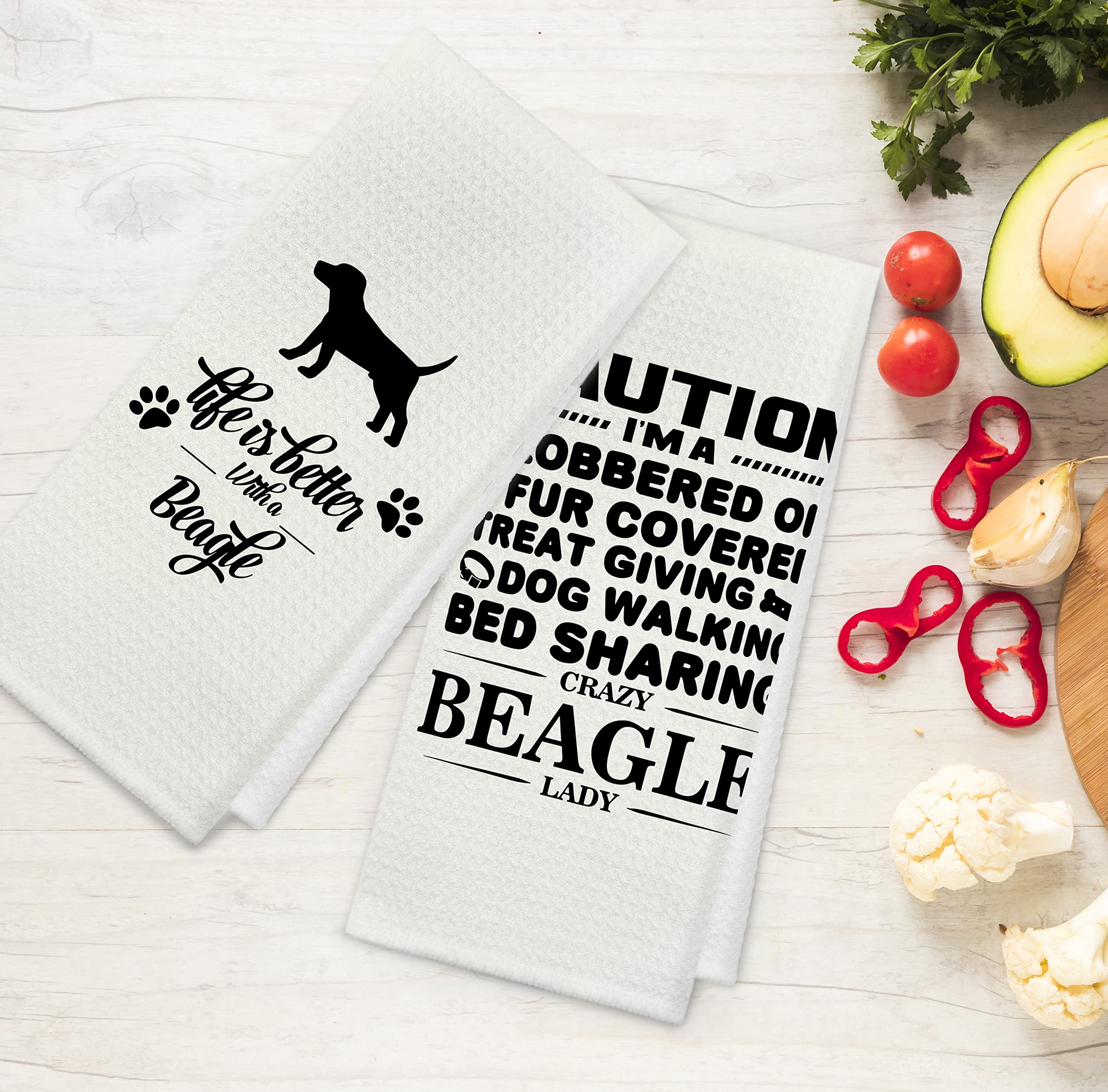 kunlisa Funny Beagle Dog Absorbent Kitchen Towels and Dishcloths 16×24 Inches Set of 4,Cute Beagle Lovers Gifts Hand Towel Dish Towel Tea Towel for Kitchen Bathroom Decor,Beagle Owners Gifts