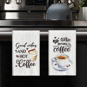 Artoid Mode But First Coffee Kitchen Towels Dish Towels, 18x26 Inch Seasonal Wedding Mug Coffee Bean bar Decoration Hand Towels Set of 4