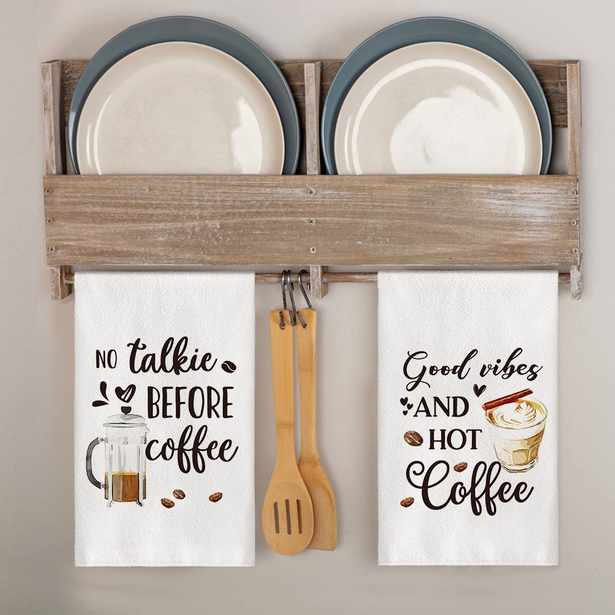 Artoid Mode But First Coffee Kitchen Towels Dish Towels, 18x26 Inch Seasonal Wedding Mug Coffee Bean bar Decoration Hand Towels Set of 4