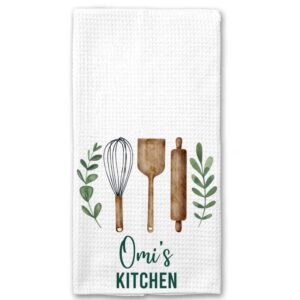 DiandDesignGift Omi's Kitchen Towel - Tea Towel Kitchen Decor - Omi's Kitchen Soft and Absorbent Kitchen Tea Towel - Decorations House Towel - Kitchen Dish Towel Omi's Birthday Gift