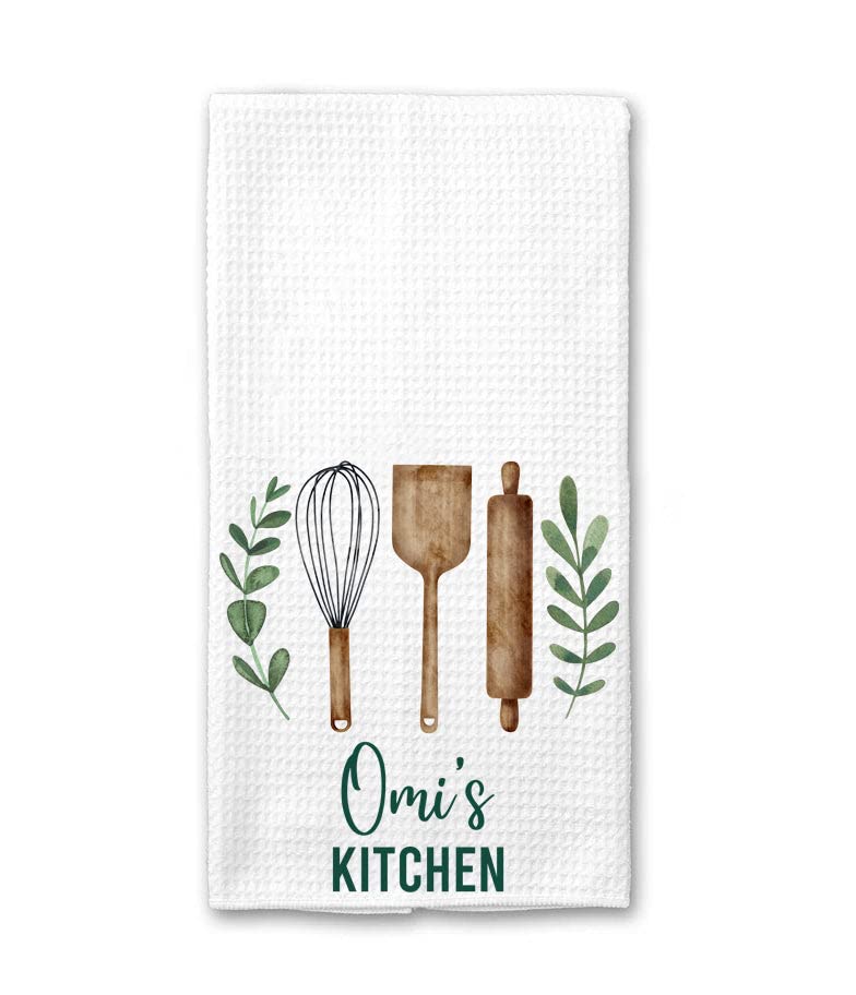 DiandDesignGift Omi's Kitchen Towel - Tea Towel Kitchen Decor - Omi's Kitchen Soft and Absorbent Kitchen Tea Towel - Decorations House Towel - Kitchen Dish Towel Omi's Birthday Gift