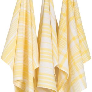 Now Designs Jumbo Pure Kitchen Towel Set of 3, Lemon Yellow