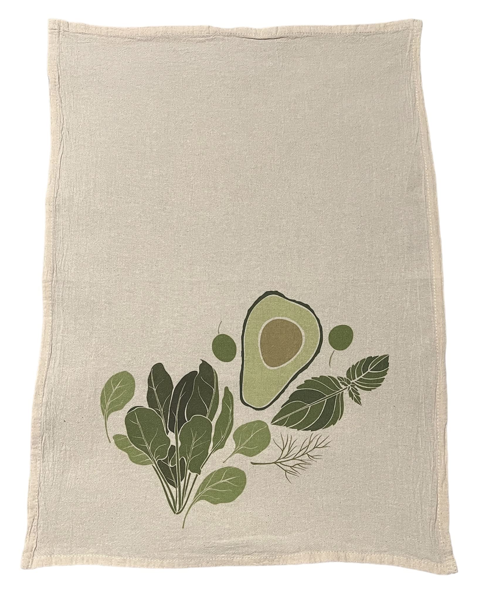 Unbleached Cotton Ecofriendly Flour Sack Kitchen Towels Set of 3 Premium Quality, Highly Absorbent, Vegetable Print