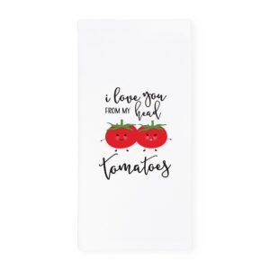 the cotton & canvas co. i love you from my head tomatoes soft and absorbent kitchen tea towel, flour sack towel and dish cloth