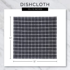 DII Tri-Color Check Collection Kitchen, Scrubber Dishcloth, Stone, 6 Piece