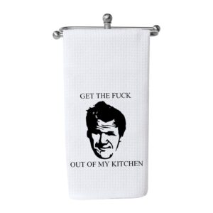 wcgxko funny kitchen towel get the fuck out of my kitchen cute housewarming gift novelty dish towel (out of my kitchen)