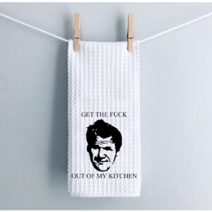 WCGXKO Funny Kitchen Towel Get The Fuck Out of My Kitchen Cute Housewarming Gift Novelty Dish Towel (Out of My Kitchen)