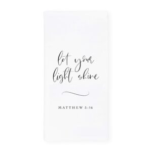 the cotton & canvas co. let your light shine, matthew 5:16 scripture, bible, religious, soft and absorbent tea towel, flour sack towel and dish cloth