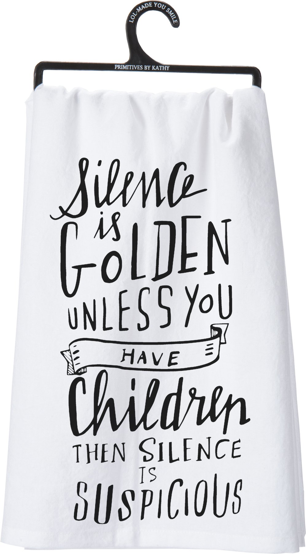 Primitives by Kathy LOL Cotton Dish Towel, Silence is Golden Small