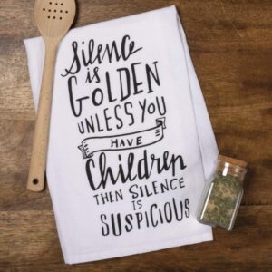 Primitives by Kathy LOL Cotton Dish Towel, Silence is Golden Small