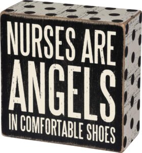 primitives by kathy 31137 polka dot-trimmed box sign, 4 x 4-inches, nurses are angels