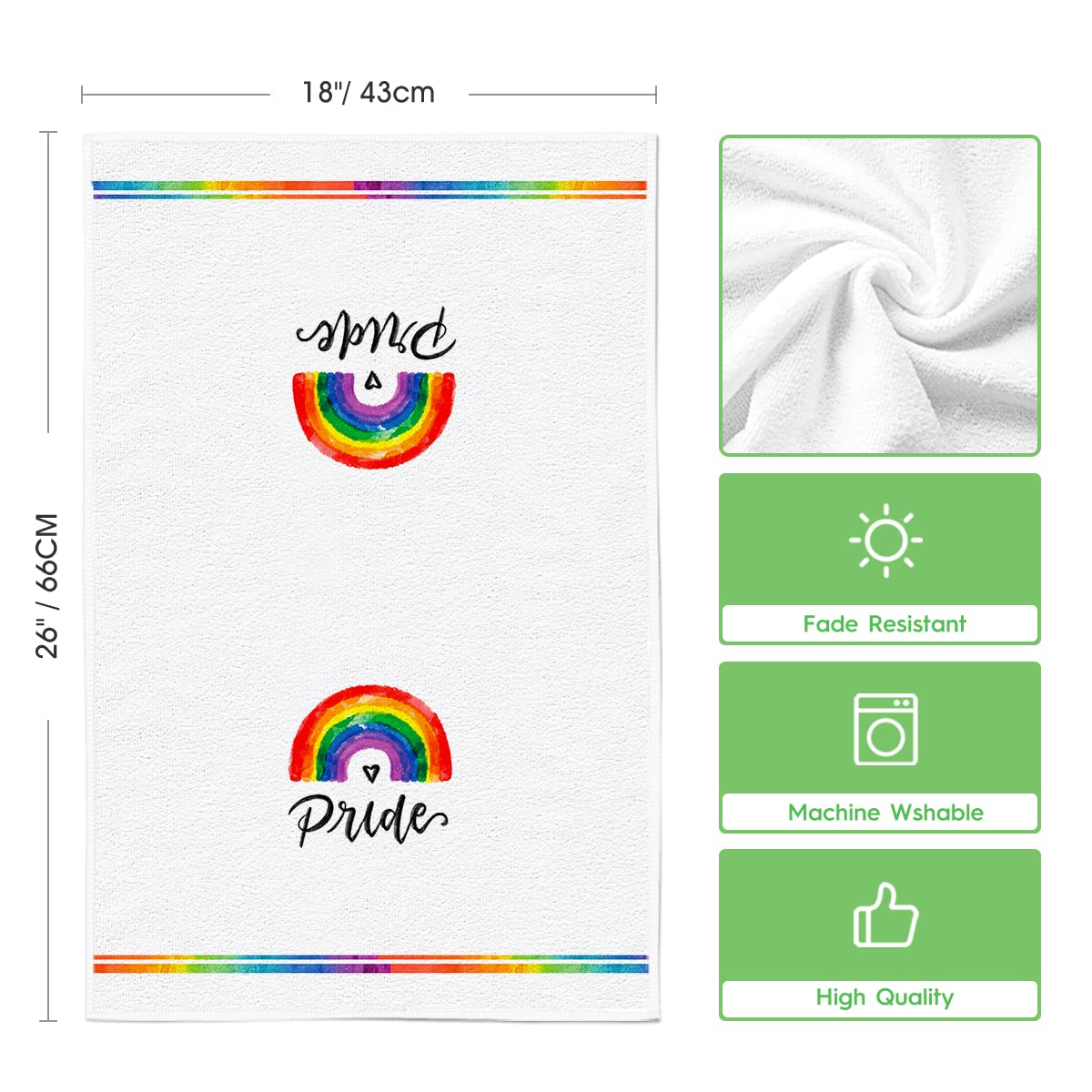 Artoid Mode Watercolor Love Heart Rainbow Love is Love LGBT Home Kitchen Dish Towels, 18 x 26 Inch Ultra Absorbent Coffee Tea Bar Hand Towels Bathroom Gift for Cooking Baking Set of 4