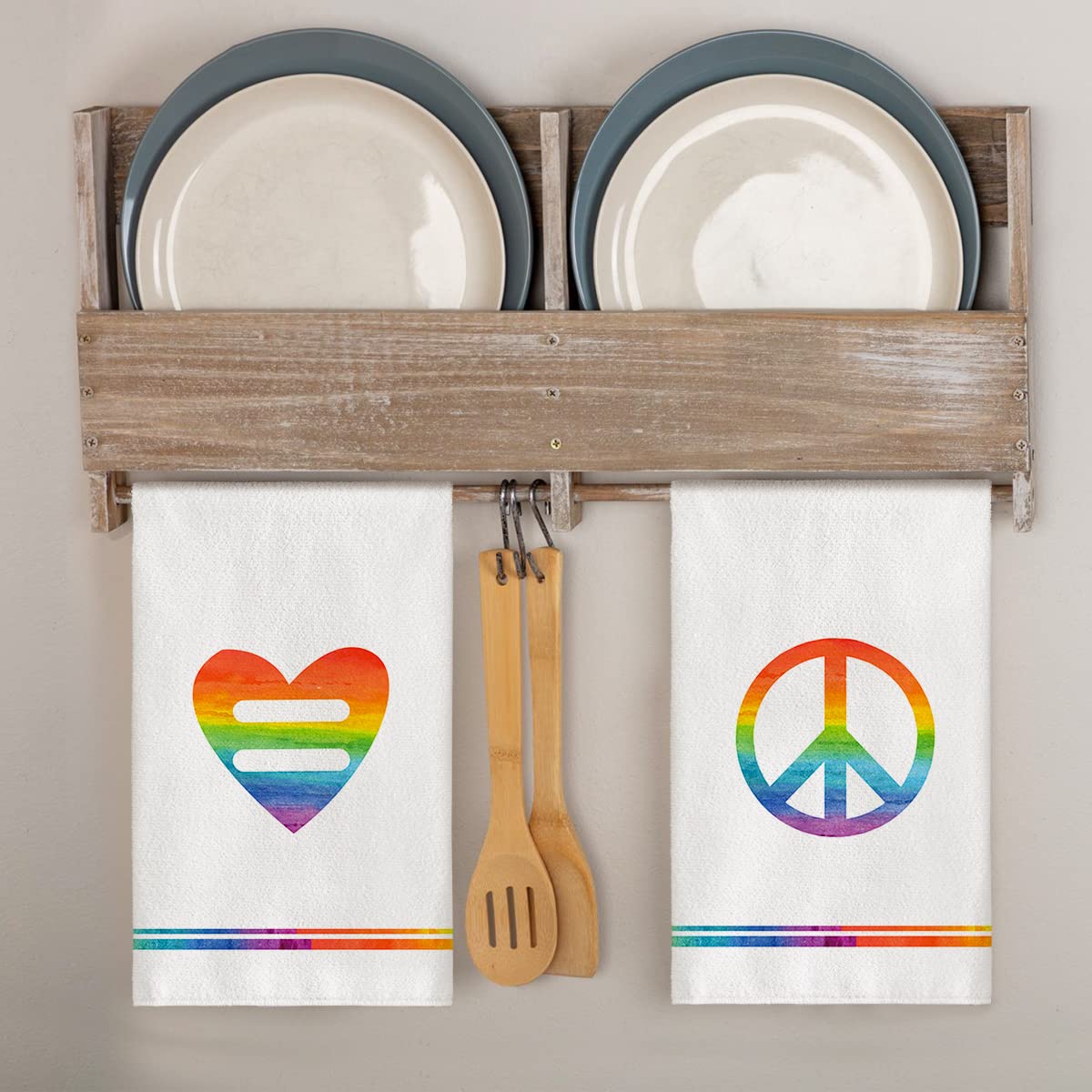 Artoid Mode Watercolor Love Heart Rainbow Love is Love LGBT Home Kitchen Dish Towels, 18 x 26 Inch Ultra Absorbent Coffee Tea Bar Hand Towels Bathroom Gift for Cooking Baking Set of 4