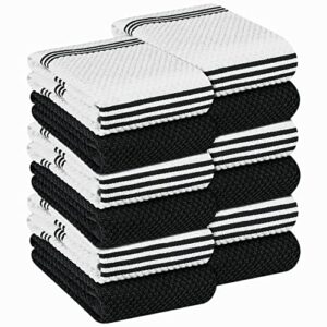 oakias kitchen towels black (12 pack, 16 x 26 inches) – cotton kitchen hand towels – highly absorbent & quick drying dish towels – pop corn style…