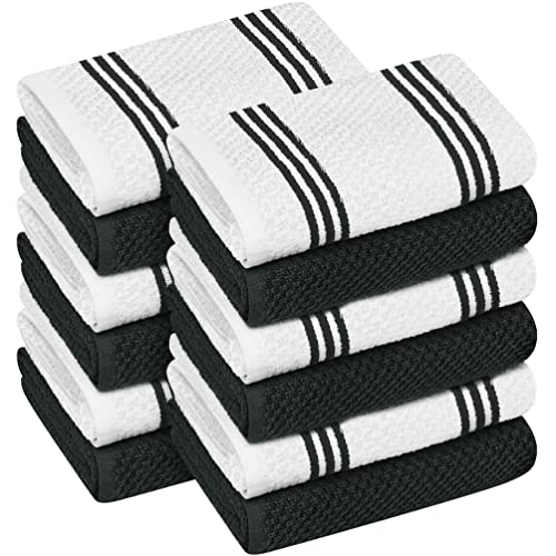 Oakias Kitchen Towels Black (12 Pack, 16 x 26 Inches) – Cotton Kitchen Hand Towels – Highly Absorbent & Quick Drying Dish Towels – Pop Corn Style…