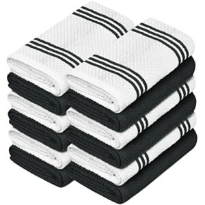 Oakias Kitchen Towels Black (12 Pack, 16 x 26 Inches) – Cotton Kitchen Hand Towels – Highly Absorbent & Quick Drying Dish Towels – Pop Corn Style…