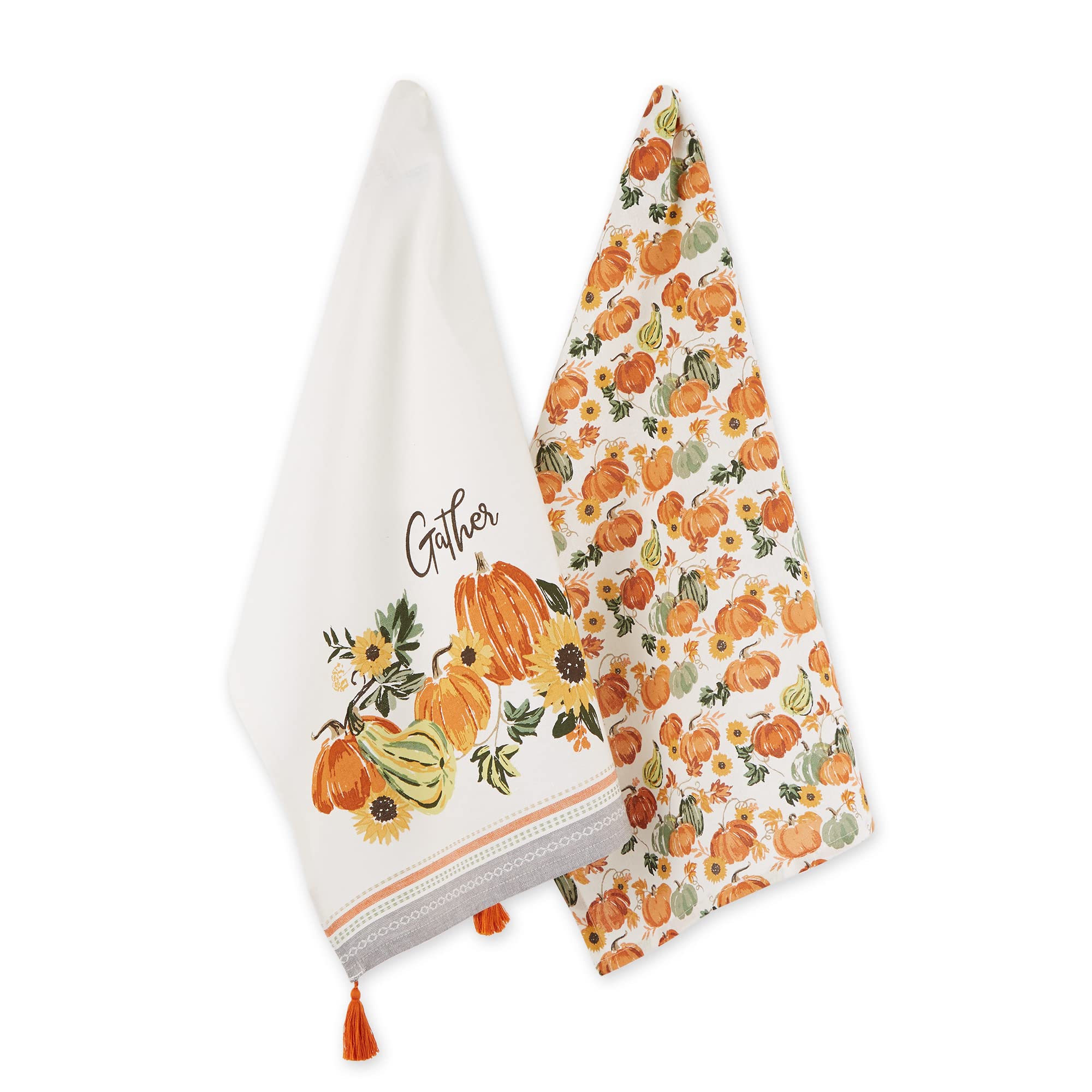 DII Decorative Thanksgiving Kitchen Towels Absorbent Cotton Fall Dish Towel Set, Dish Towel Set, 18x28, Gather, 2 Count