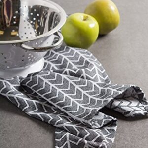 DII Herringbone Kitchen Collection, Dishtowel Set, 18x28, Black & White, 3 Piece