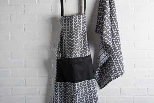 DII Herringbone Kitchen Collection, Dishtowel Set, 18x28, Black & White, 3 Piece