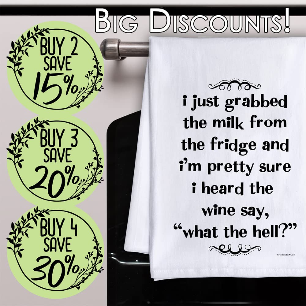 I Just Grabbed The Milk From The Fridge and I Heard The Wine Say, What the Hell? - Tea Towels - Decorative Dish with Sayings, Funny Housewarming Kitchen Gifts - Multi-Use Cute Kitchen- Gifts for Women