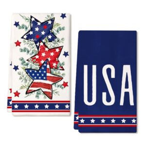geeory kitchen towels for 4th of july decorations stars and stripes usa patriotic dish towels 18x26 inch ultra absorbent bar drying cloth hand towel for kitchen bathroom party home set of 2 gd086