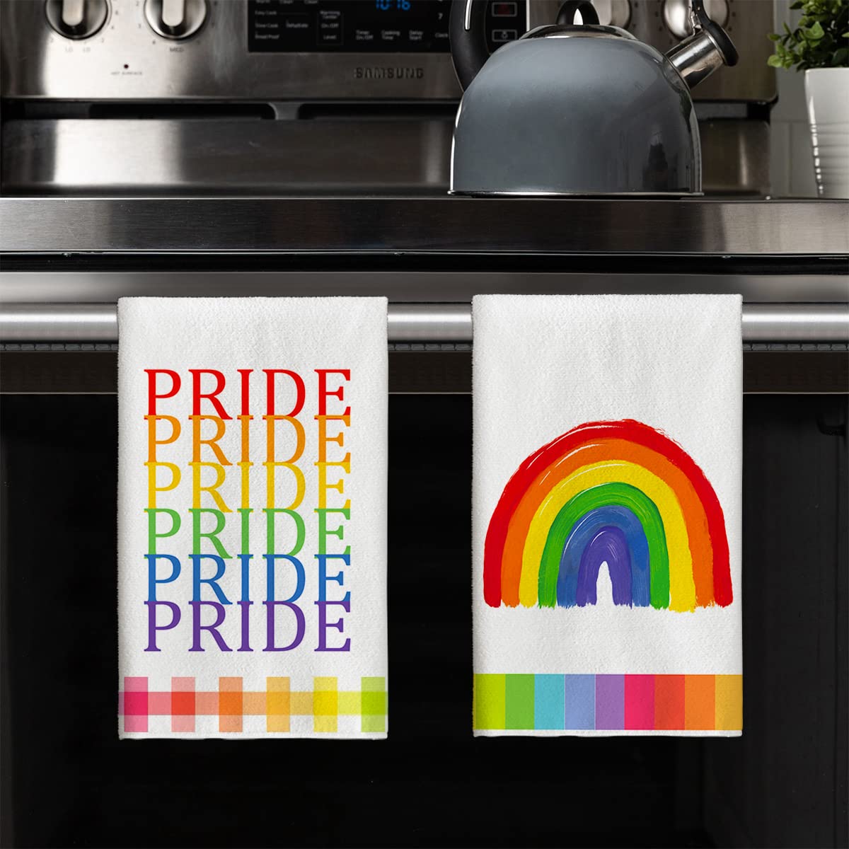 Artoid Mode Watercolor Rainbow Love Pride Gnomes LGBT Home Kitchen Dish Towels, 18 x 26 Inch Ultra Absorbent Coffee Tea Bar Hand Towels Bathroom Gift for Cooking Baking Set of 4
