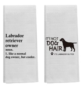 knibeo black lab kitchen towels - labrador retriever gifts, set of 2, 16x24 inch lab tea towel kitchen dish towel set, lab hand towels