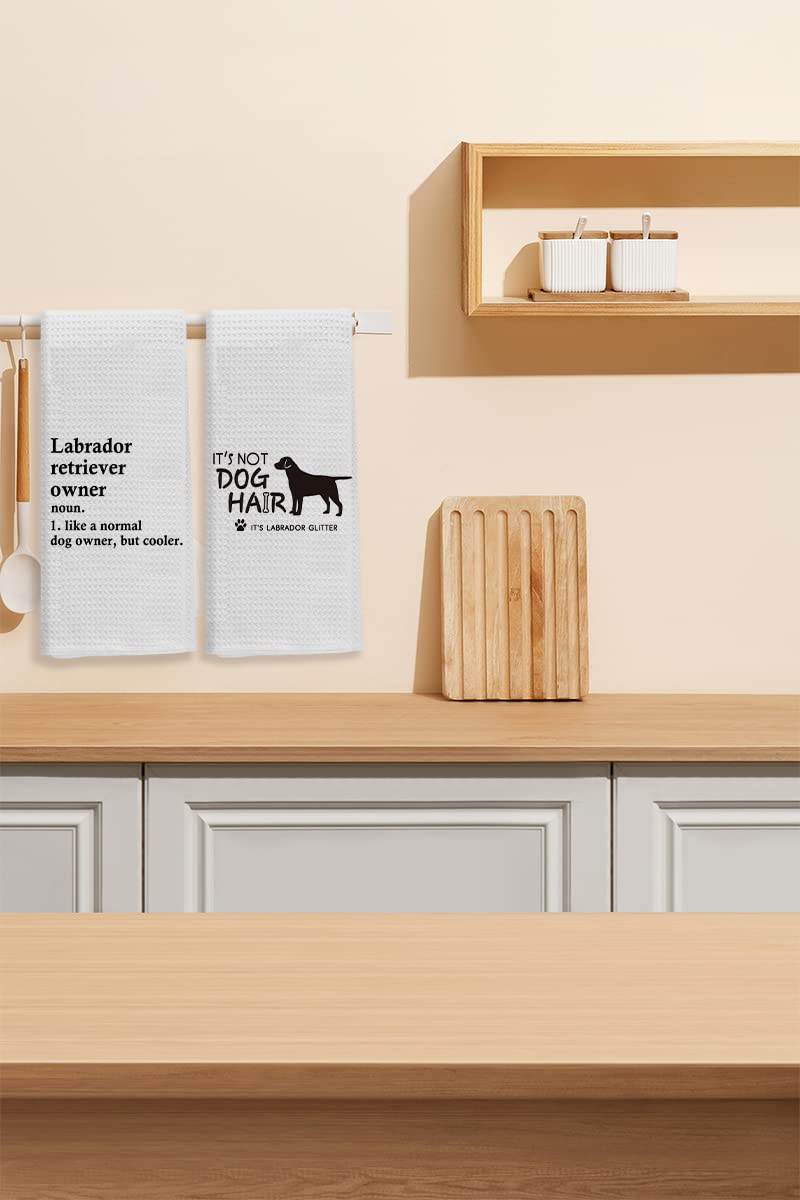 Knibeo Black Lab Kitchen Towels - Labrador Retriever Gifts, Set of 2, 16x24 Inch Lab Tea Towel Kitchen Dish Towel Set, Lab Hand Towels