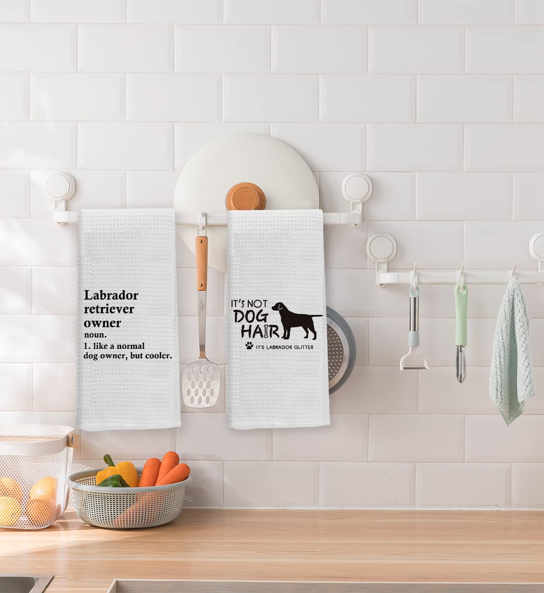 Knibeo Black Lab Kitchen Towels - Labrador Retriever Gifts, Set of 2, 16x24 Inch Lab Tea Towel Kitchen Dish Towel Set, Lab Hand Towels