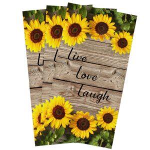 3 pack sunflowers floral kitchen towels with hanging loop super absorbent soft farmhouse dish towels for kitchen live lovelaugh rustic country tea hand towels 18x28 drying cleaning home decor