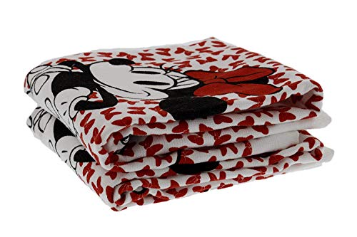 Disney 100% Cotton Kitchen Towels, 2pk, Perfect for Drying Dishes & Hands, Absorbent, Light Weight, and Adorable- Machine Washable- 16” x 26” - Minnie Red Bows