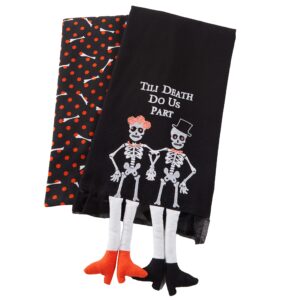 novelty halloween kitchen towel sets (skeletons)
