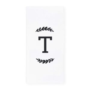 the cotton & canvas co. personalized single monogram initial t soft absorbent kitchen tea towel, flour sack towel, dish cloth