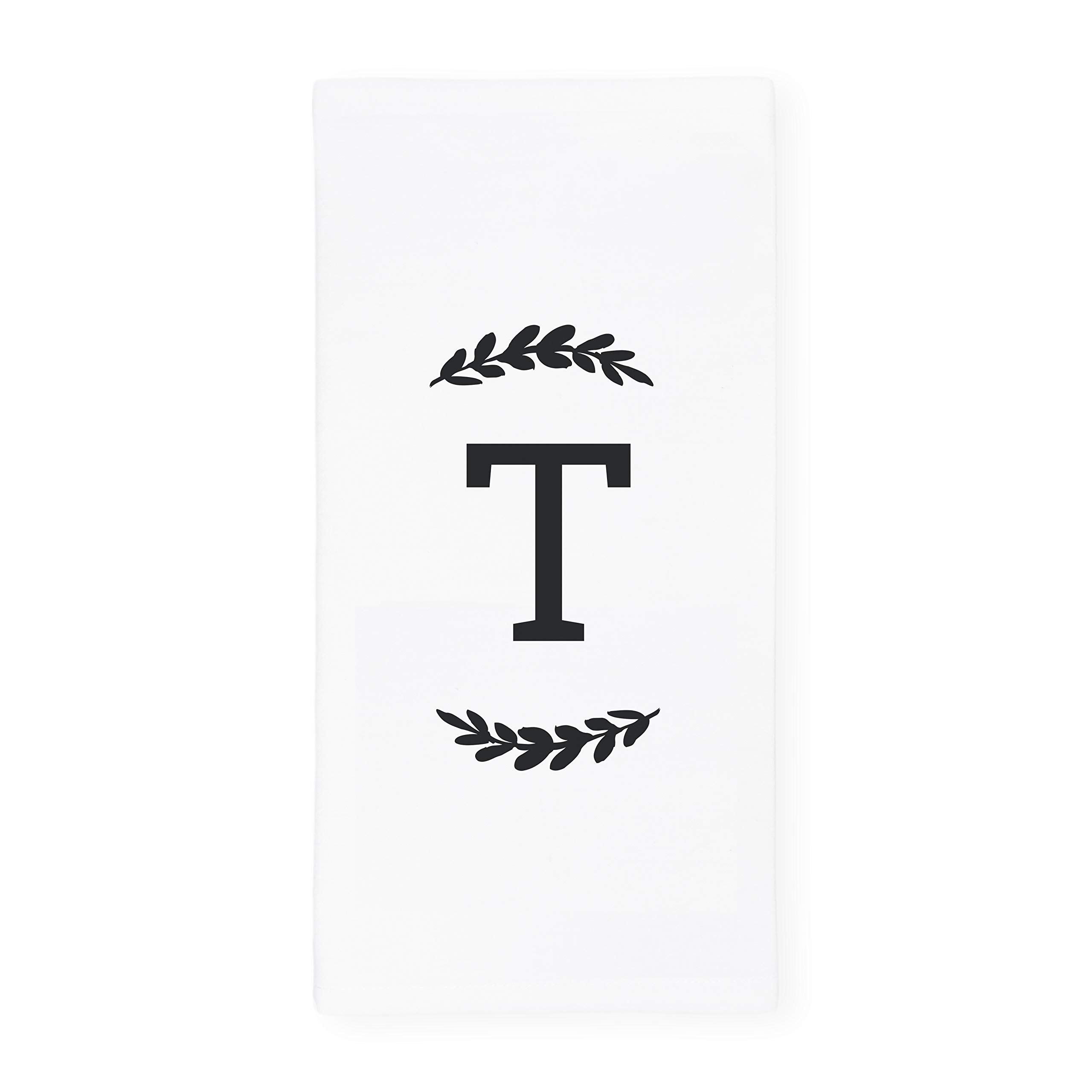 The Cotton & Canvas Co. Personalized Single Monogram Initial T Soft Absorbent Kitchen Tea Towel, Flour Sack Towel, Dish Cloth