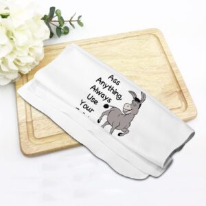 PXTIDY Funny Donkey Gift Never Half Ass Anything Always Use Your Full Ass Donkey Funny Kitchen Bar Tea Towels Friend Coworker Sarcasm Gag Gift