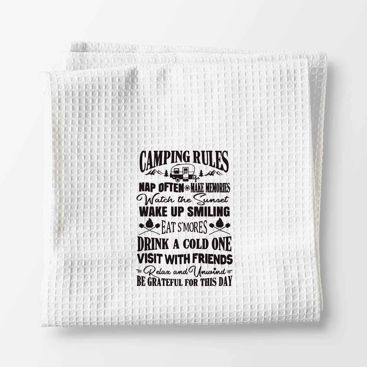 Camping Rules Camping Themed Kitchen Towels Dish Towels Hand Towels,Camping Kitchen Towels Dishcloths For Campers RV Trailer,Camping Gifts For Women Men Kids Camper Dad Her Him,Camping Lovers Gifts