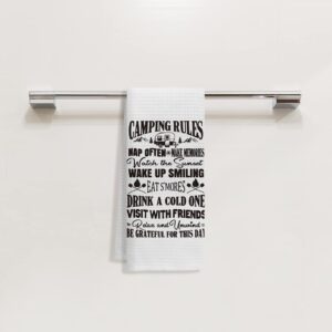 Camping Rules Camping Themed Kitchen Towels Dish Towels Hand Towels,Camping Kitchen Towels Dishcloths For Campers RV Trailer,Camping Gifts For Women Men Kids Camper Dad Her Him,Camping Lovers Gifts