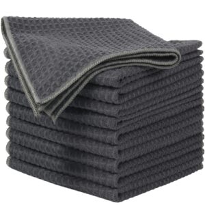 sinland microfiber waffle weave dishcloths cleaning cloths 10 pack 13inch x 13inch grey