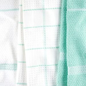 Martha Stewart Modern Waffle Kitchen Towel Set 6-Pack, Aqua Blue, 16"x28"