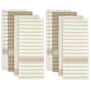 dii everyday basic collection woven dishtowel set, 20x28, taupe, 8 piece