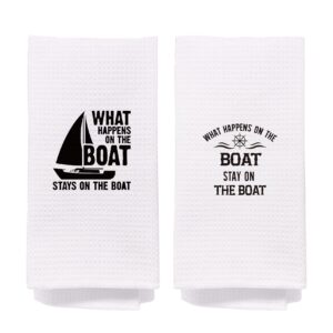 negiga what happens on the boat stays on the boat kitchen towels and dishcloths sets 24x16 inch set of 2,boat compass decor decorative dish hand tea bath towels for kitchen bathroom,sailors gifts