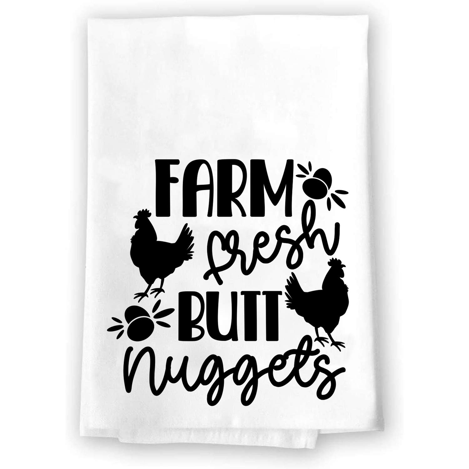 Farm Fresh Butt Nuggets Eggs Fall Farmhouse Rustic Kitchen Bathroom Decor |Decorative Terry Cloth Fabric Hand Towel | Vintage Home Theme Accessories | Dish Tea Rag