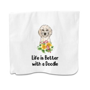 doodle kitchen towel golden poodle gifts dog mom gifts life is better with a doodle kitchen towel puppy dog sweet home gift
