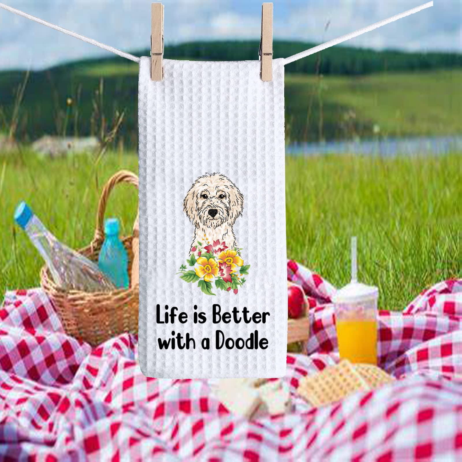 Doodle Kitchen Towel Golden Poodle Gifts Dog Mom Gifts Life is Better with a Doodle Kitchen Towel Puppy Dog Sweet Home Gift